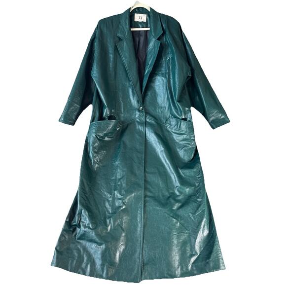 Vintage Thermo JAC TJ Light weight Trench Long Green Jacket Size 14 - Picture 1 of 13